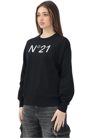 Nº21 Dames, Sweatshirts & Hoodies, Zwart, Maat: L Katoen