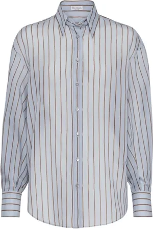 Brunello Cucinelli Dames, Blouses & Shirts, Blauw, Maat: L Katoen