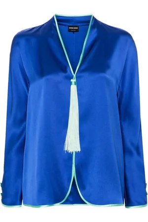 Giorgio Armani Dames, Blouses & Shirts, Blauw, Maat: M