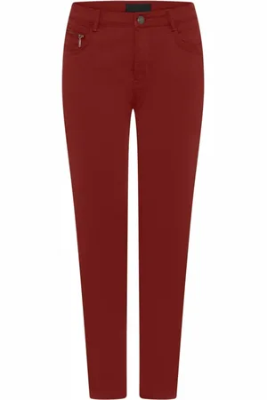 C.ro Dames, Jeans, Rood, Maat: 4XL Katoen