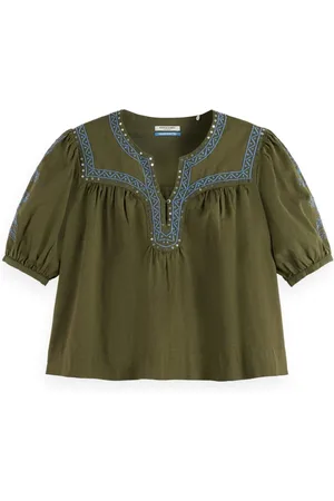 Scotch&Soda Dames, Blouses & Shirts, Groen, Maat: S Katoen