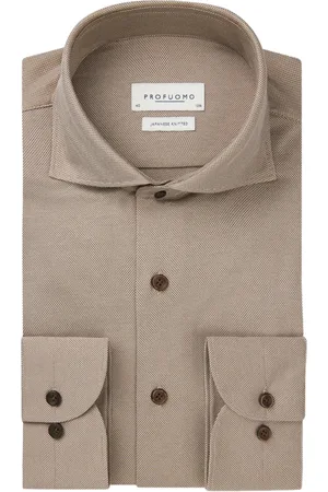 Profuomo Heren, Overhemden, Bruin, Maat: 3XL