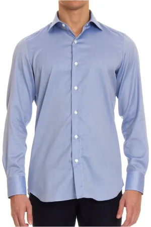 Finamore Heren, Overhemden, Blauw, Maat: XL Katoen