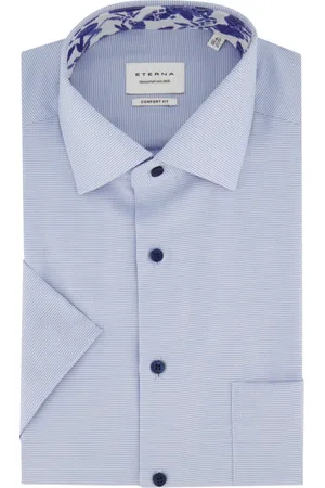 ETERNA Heren, Overhemden, Blauw, Maat: XL Katoen