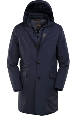 MOORER Heren, Mantels, Blauw, Maat: 4XL Gabardine