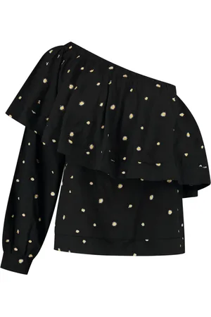ROUGH. Dames, Blouses & Shirts, Zwart, Maat: M Katoen
