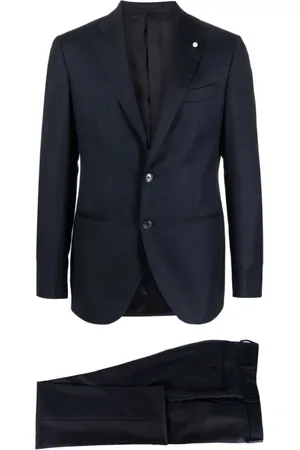 LUIGI BIANCHI MANTOVA Heren, Pakken, Blauw, Maat: 2XL Wol