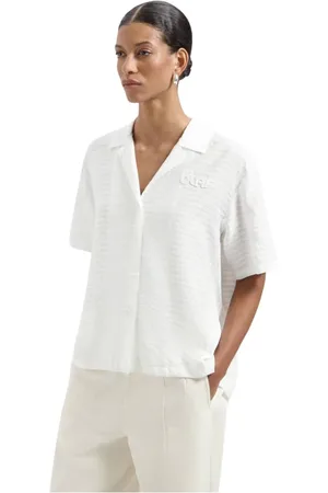 OLAF HUSSEIN Dames, Blouses & Shirts, Wit, Maat: S Nylon