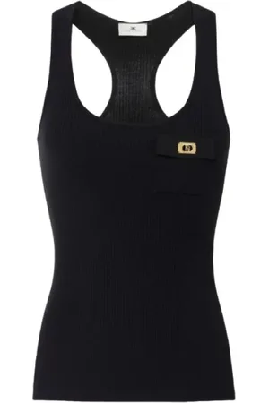 Elisabetta Franchi Dames, Tops, Zwart, Maat: L Zijde