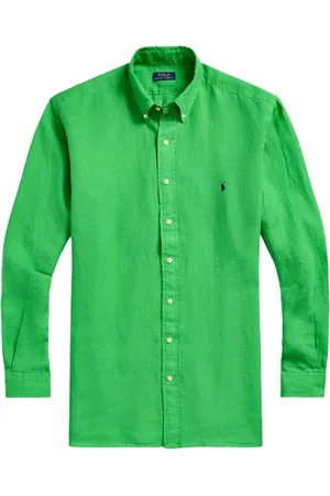 Ralph Lauren Heren, Overhemden, Groen, Maat: 5XL Linnen