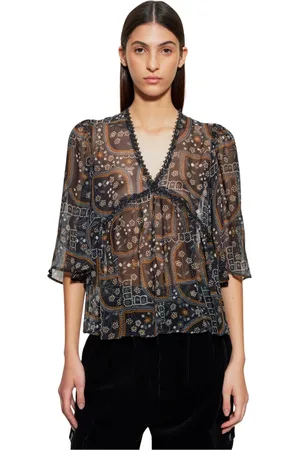 Antik Batik Dames, Blouses & Shirts, Zwart, Maat: M Chiffon