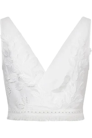 Alberta Ferretti Dames, Tops, Wit, Maat: M Katoen