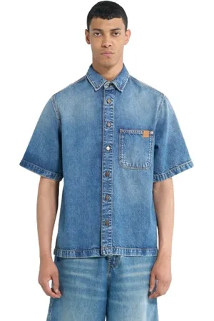 haikure Heren, Overhemden, Blauw, Maat: L Denim