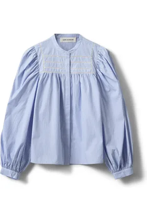 Sofie Schnoor Dames, Blouses & Shirts, Blauw, Maat: XL Katoen