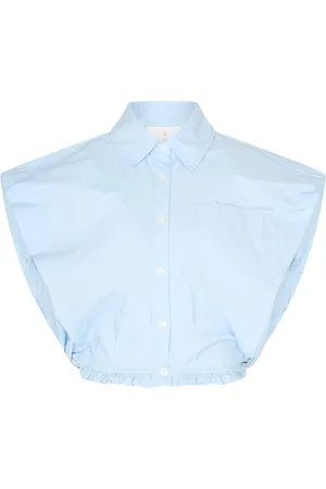 Aimée the Label Dames, Blouses & Shirts, Blauw, Maat: S Katoen