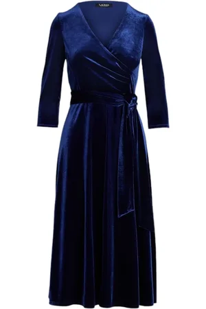 Ralph Lauren Dames, Jurken, Blauw, Maat: XS Velours