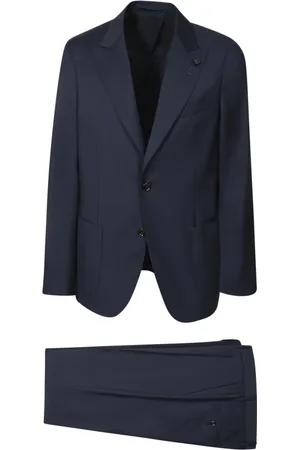 LARDINI Heren, Pakken, Blauw, Maat: L Wol