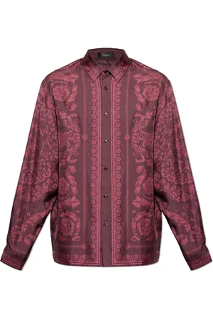 VERSACE Heren, Overhemden, Rood, Maat: 2XL Zijde
