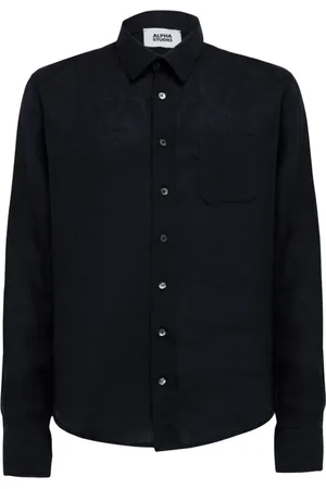 ALPHA STUDIO Heren, Overhemden, Blauw, Maat: S Linnen
