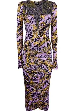 VERSACE Dames, Jurken, Paars, Maat: L Viscose