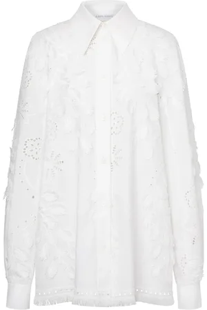 Alberta Ferretti Dames, Blouses & Shirts, Wit, Maat: S Katoen