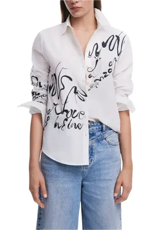 Desigual Dames, Blouses & Shirts, Wit, Maat: L Katoen