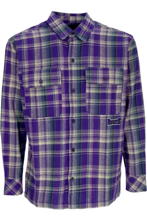 Huf Heren, Overhemden, Paars, Maat: M Flanel