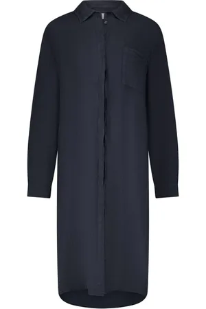 NUKUS Dames, Jurken, Blauw, Maat: 3XL Linnen