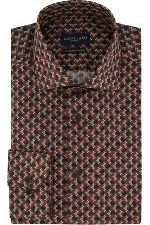 Cavallaro Napoli Heren, Overhemden, Bruin, Maat: 3XL Katoen