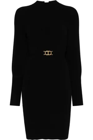 Twin-Set Dames, Jurken, Zwart, Maat: M Nylon
