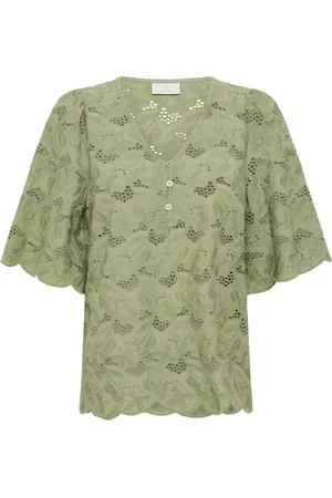 Kaffe Dames, Blouses & Shirts, Groen, Maat: 3XL Katoen