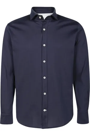 ELEVENTY Heren, Overhemden, Blauw, Maat: S Katoen
