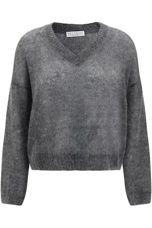 Brunello Cucinelli Dames, Truien, Grijs, Maat: S Mohair