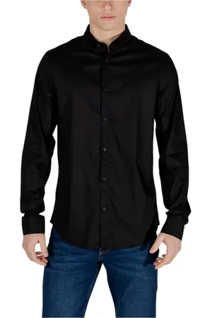 Armani Exchange Heren, Overhemden, Zwart, Maat: S Polyamide