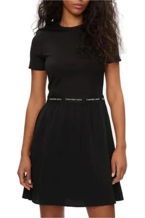 Calvin Klein Dames, Jurken, Zwart, Maat: XS Viscose