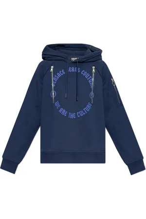 VERSACE Heren, Sweatshirts & Hoodies, Blauw, Maat: L Katoen
