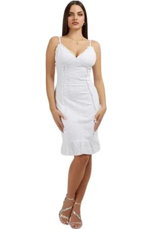Guess Dames, Jurken, Wit, Maat: M Katoen