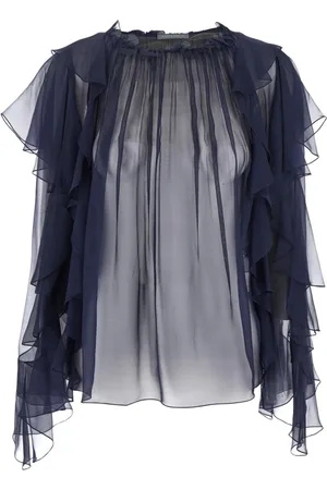 Alberta Ferretti Dames, Blouses & Shirts, Blauw, Maat: M Zijde