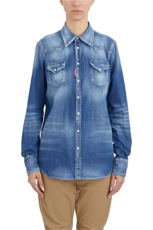 Dsquared2 Dames, Blouses & Shirts, Blauw, Maat: 2XS Denim