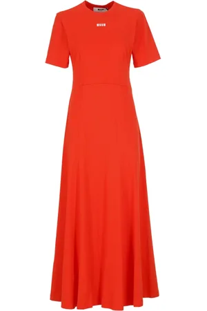 Msgm Dames, Jurken, Oranje, Maat: S Katoen