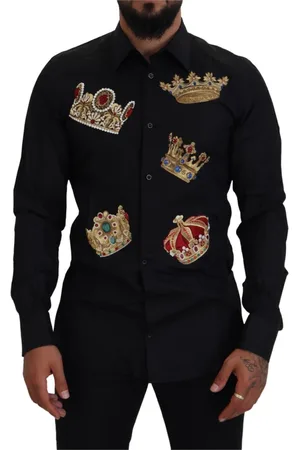 Dolce & Gabbana Heren, Overhemden, Zwart, Maat: L Katoen