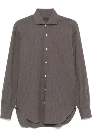 BARBA Heren, Overhemden, Bruin, Maat: 4XL Katoen