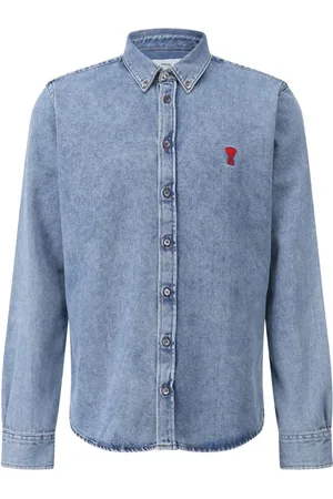 Ami Heren, Overhemden, Blauw, Maat: XL Denim