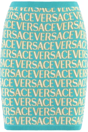 VERSACE Dames, Rokken, Blauw, Maat: XS Katoen