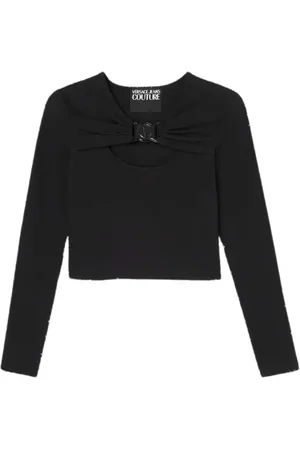VERSACE Dames, Tops, Zwart, Maat: M Katoen