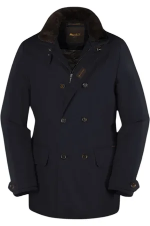 MOORER Heren, Mantels, Blauw, Maat: 4XL Gabardine