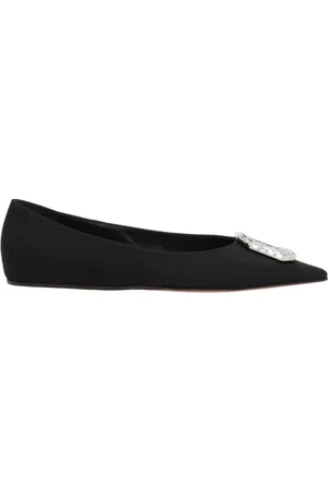 Amina Muaddi Dames, Schoenen, Zwart, Maat: 38 EU Satijn