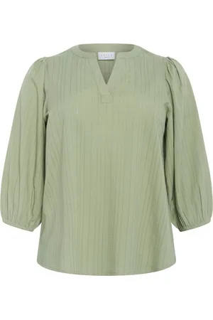 Kaffe Dames, Blouses & Shirts, Groen, Maat: 2XL Katoen