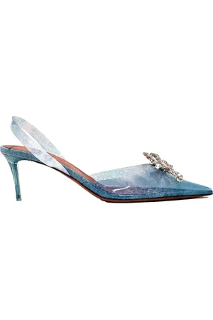 Amina Muaddi Dames, Schoenen, Blauw, Maat: 37 1/2 EU Denim