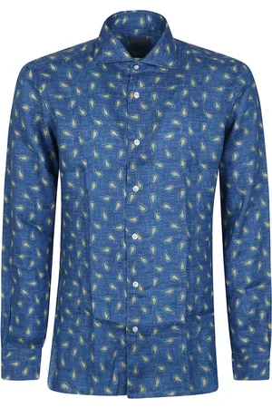 BARBA Heren, Overhemden, Blauw, Maat: M Linnen